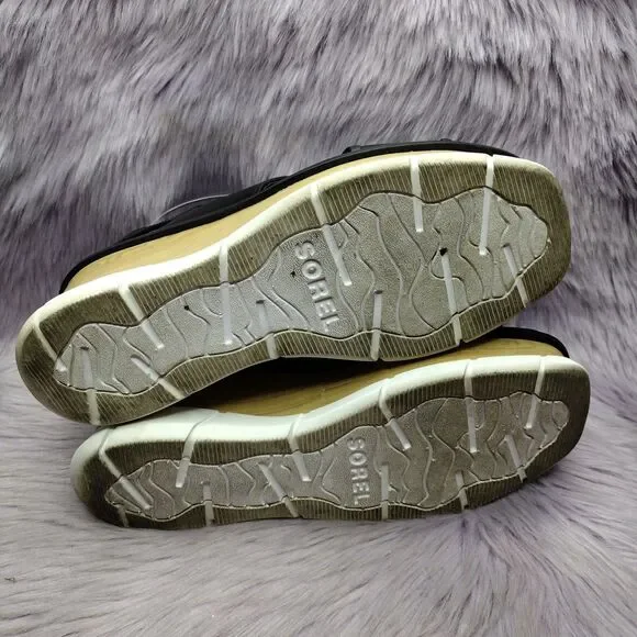 Sorel Joanie III Leather Slingback Open Toe Platform Sandals Women Size 10 Black - Picture 6 of 9